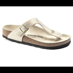 NWT Birkenstock Gizeh Shiny Python Eggshell Sandal